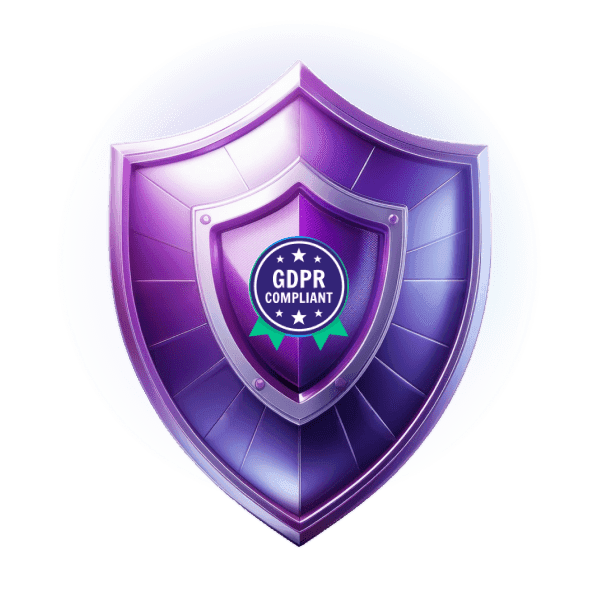 GDPR compliant AI solution data protection shield illustration